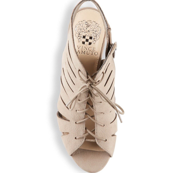 Vince Camuto Estie 9 Heels Taupe Beige Open Toe - Picture 5 of 8